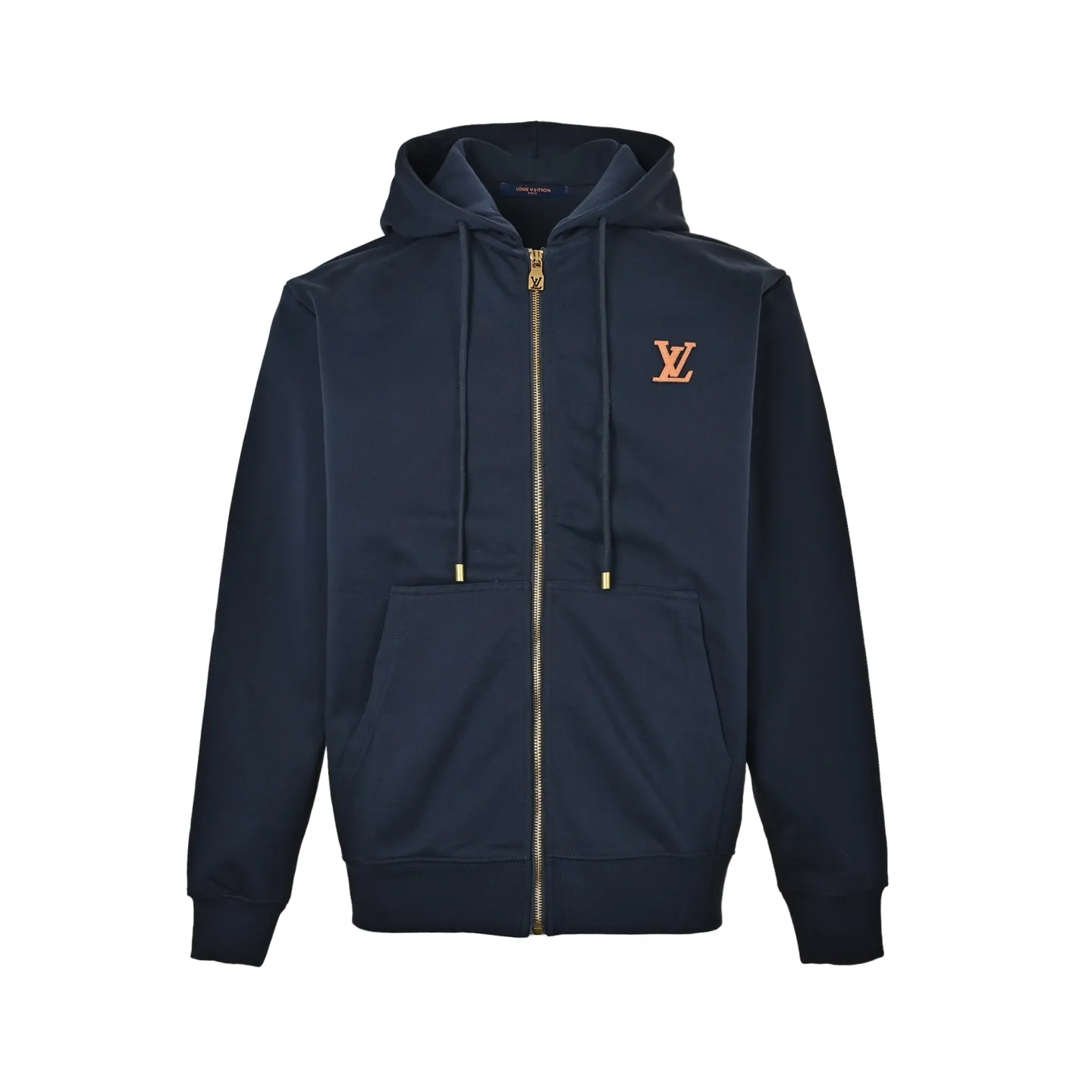 Louis Vuitton/Louis Vuitton leather logo zipper hooded jacket